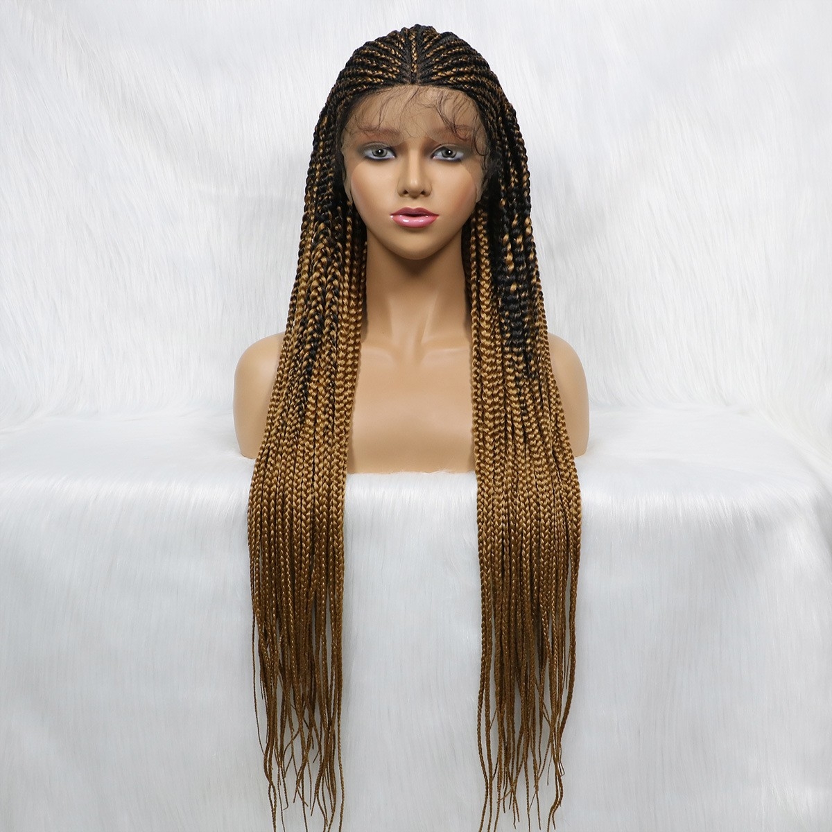 Factory Wholesale Braid Wig - European and American Women&#039;s Long Straight Hair with Front Lace