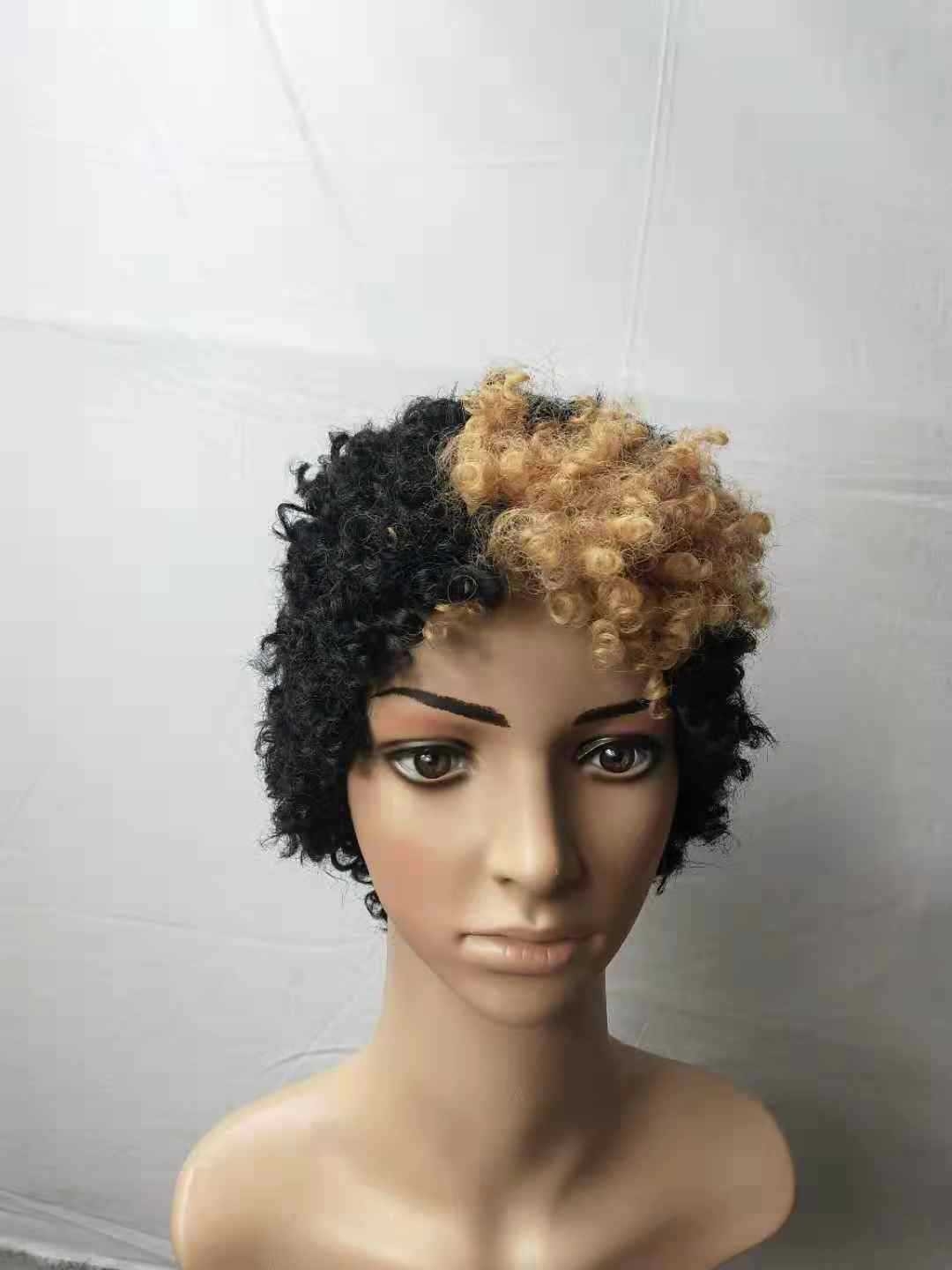 Cross-Border African Wigs Hair European and American Women&#039;s Short Afro Curly Synthetic Fiber Wigs