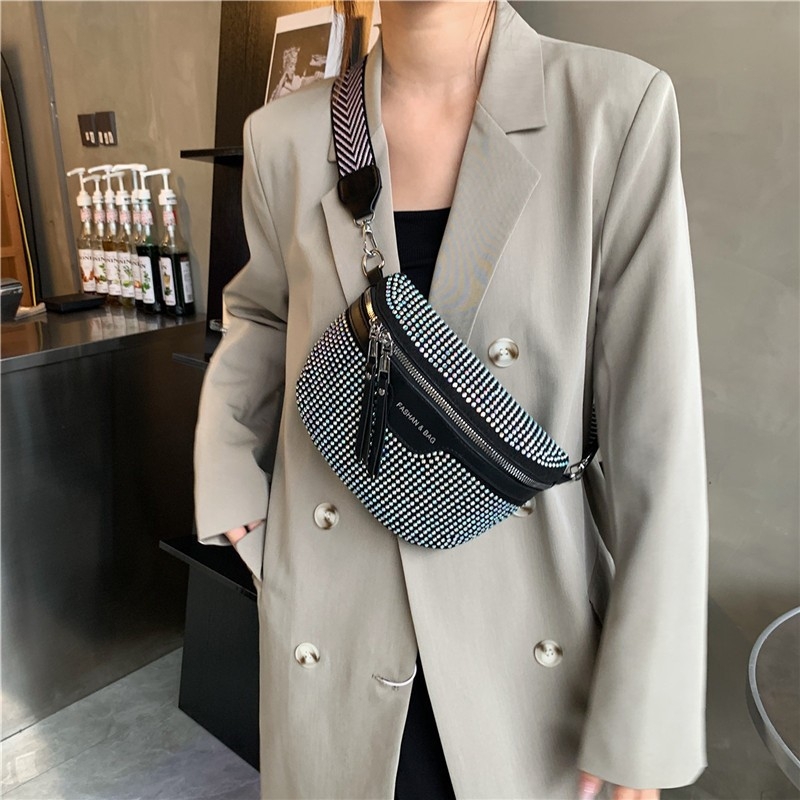 Popular Bag 2023 Fall New Fashion Single Shoulder Bag Simple Small Bag Leisure Full Rhinestone High Capacity Small Square Bag Trendy