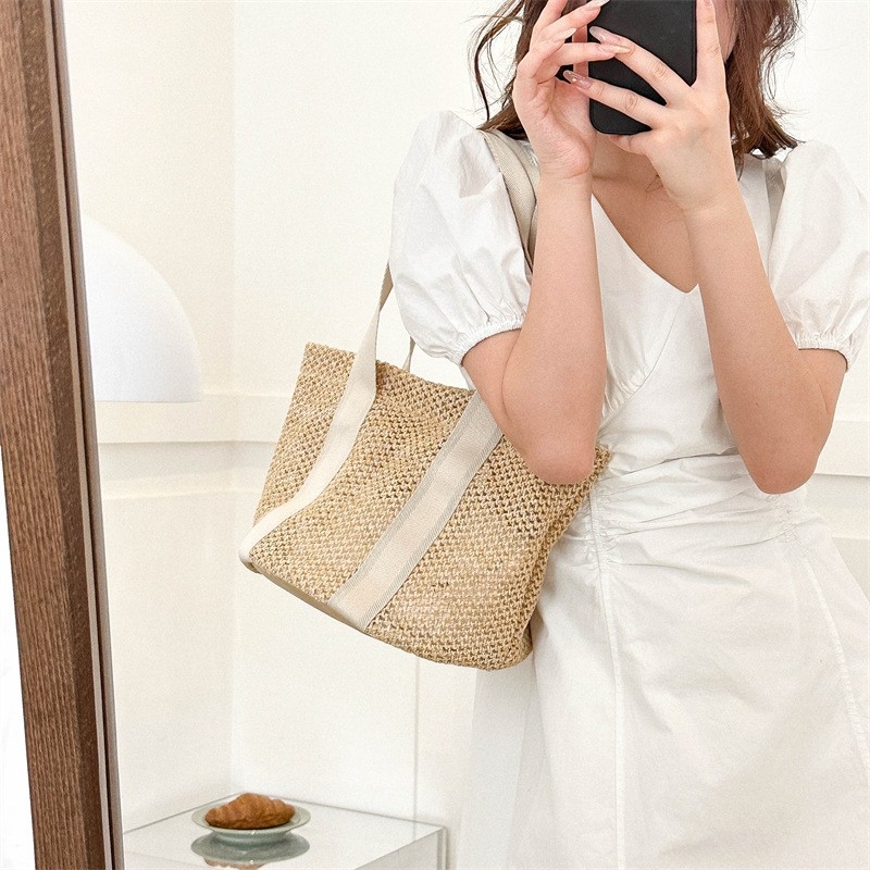 Small Fresh Woven Bag Single Shoulder Slant Straw Weave Bag Large Capacity Summer Women&#039;s Bags Beach Travel Bag