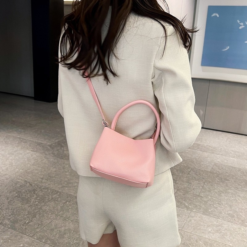 Korean Style Soft Bucket Bag, Women&#039;s Handheld Bag for 2023 New Fashion Solid Color Crossbody Small Bag, Solid Color Single-Shoulder Small Bag