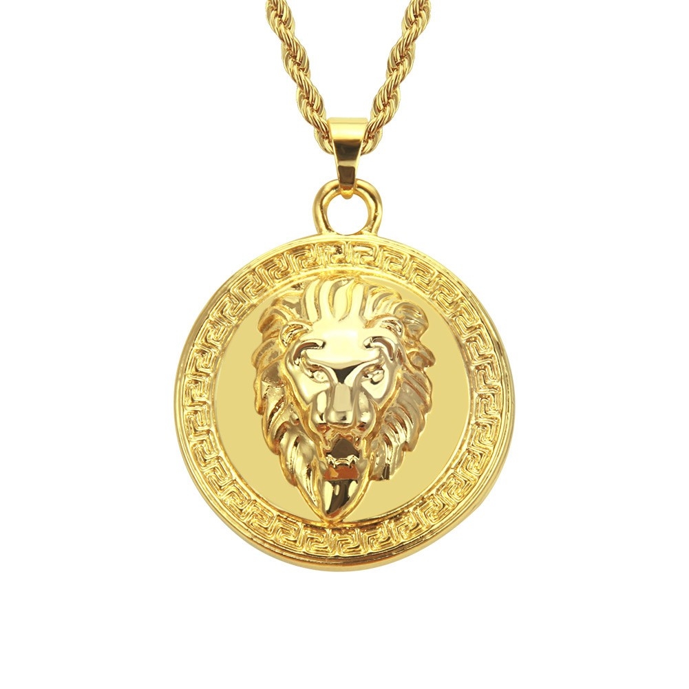 Round Lion Head Pendant - Bold Hip Hop Jewelry