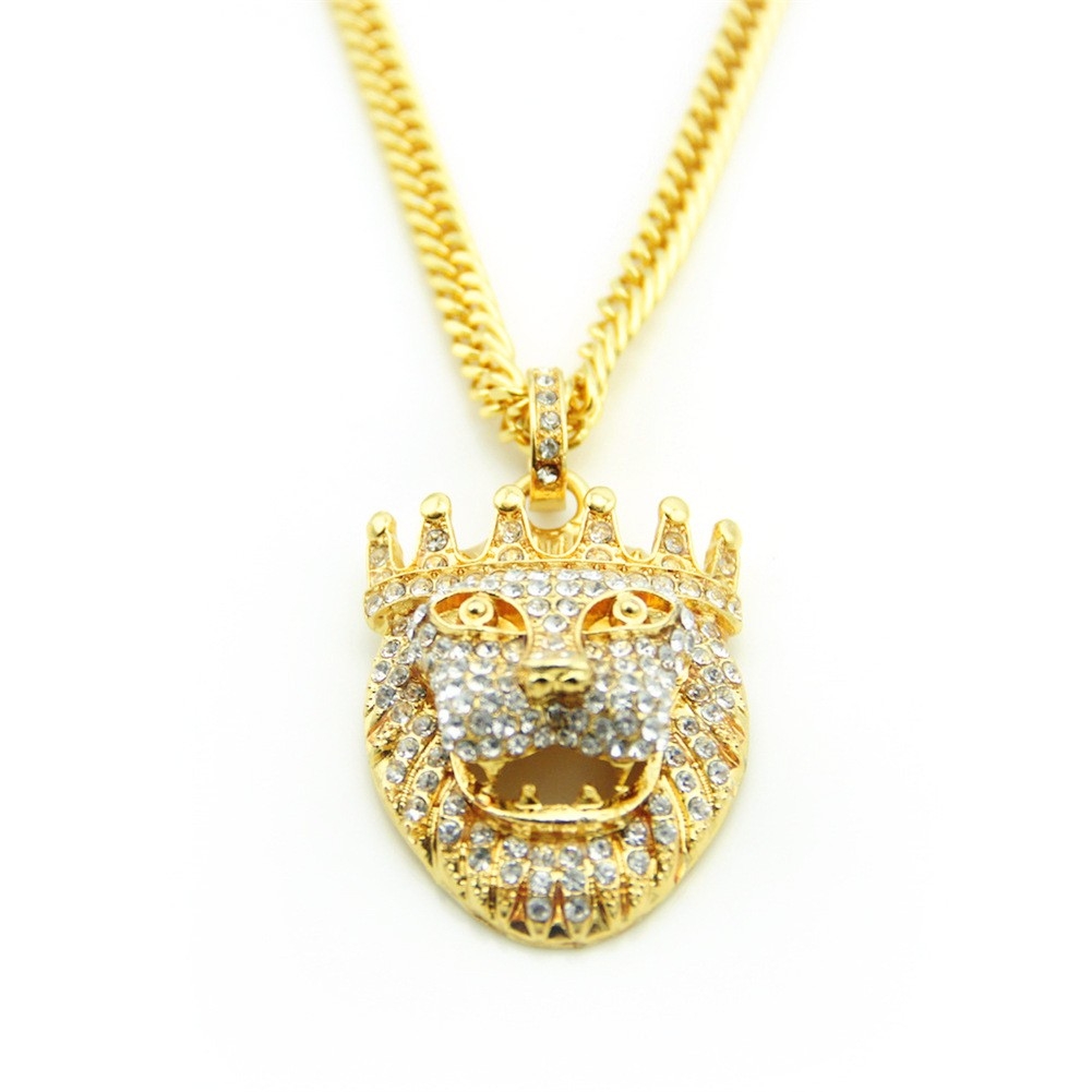 Crown Lion Pendant Necklace - Hip Hop Royalty Jewelry