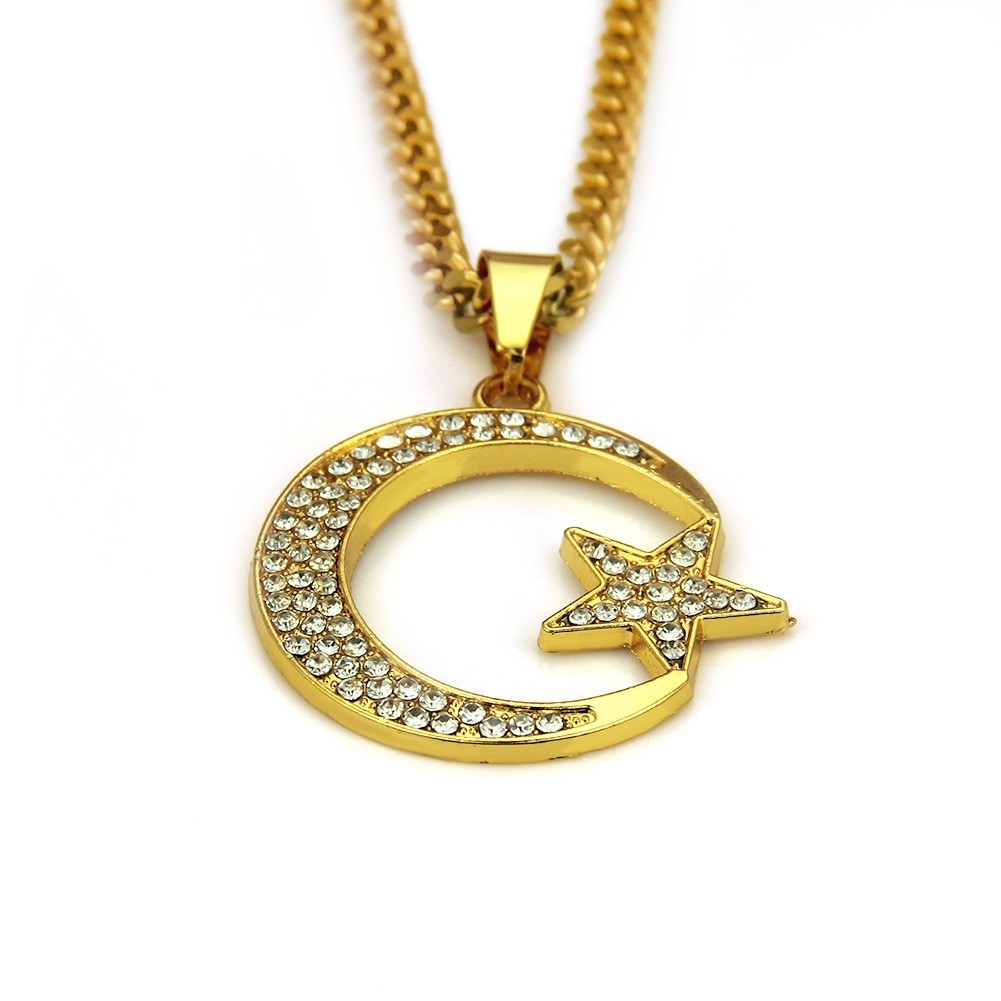 Moon & Stars Necklace - Hip Hop Night Sky Jewelry