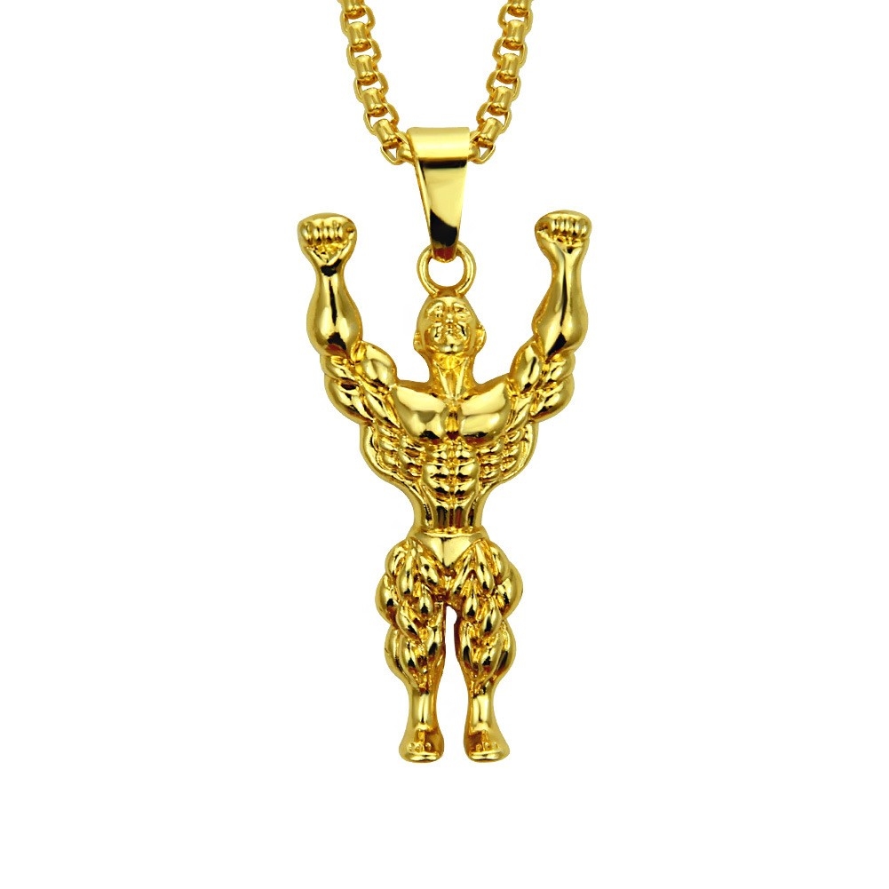 Muscle Man Pendant Necklace - Bold Hip Hop Jewelry