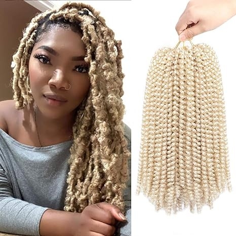 Beyond Beauty Spring Twist Crochet Hair 90strands 8 Inch Fluffy Spring Twists Braiding,Spring Twist Crochet Braids Bomb Twist Crochet Hair for Black Women (M1B-Grey)