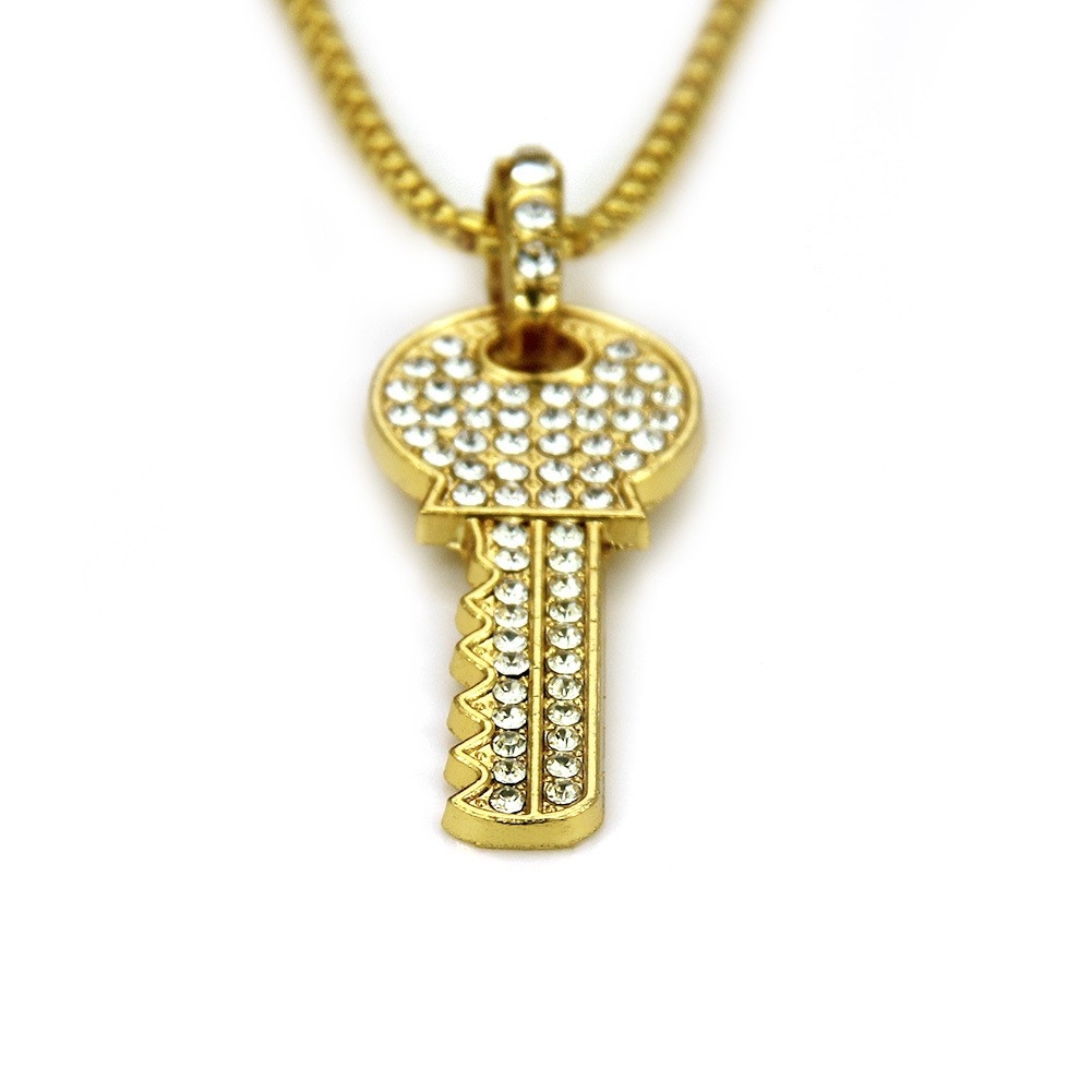 Rhinestone Key Necklace - Hip Hop Bling Jewelry