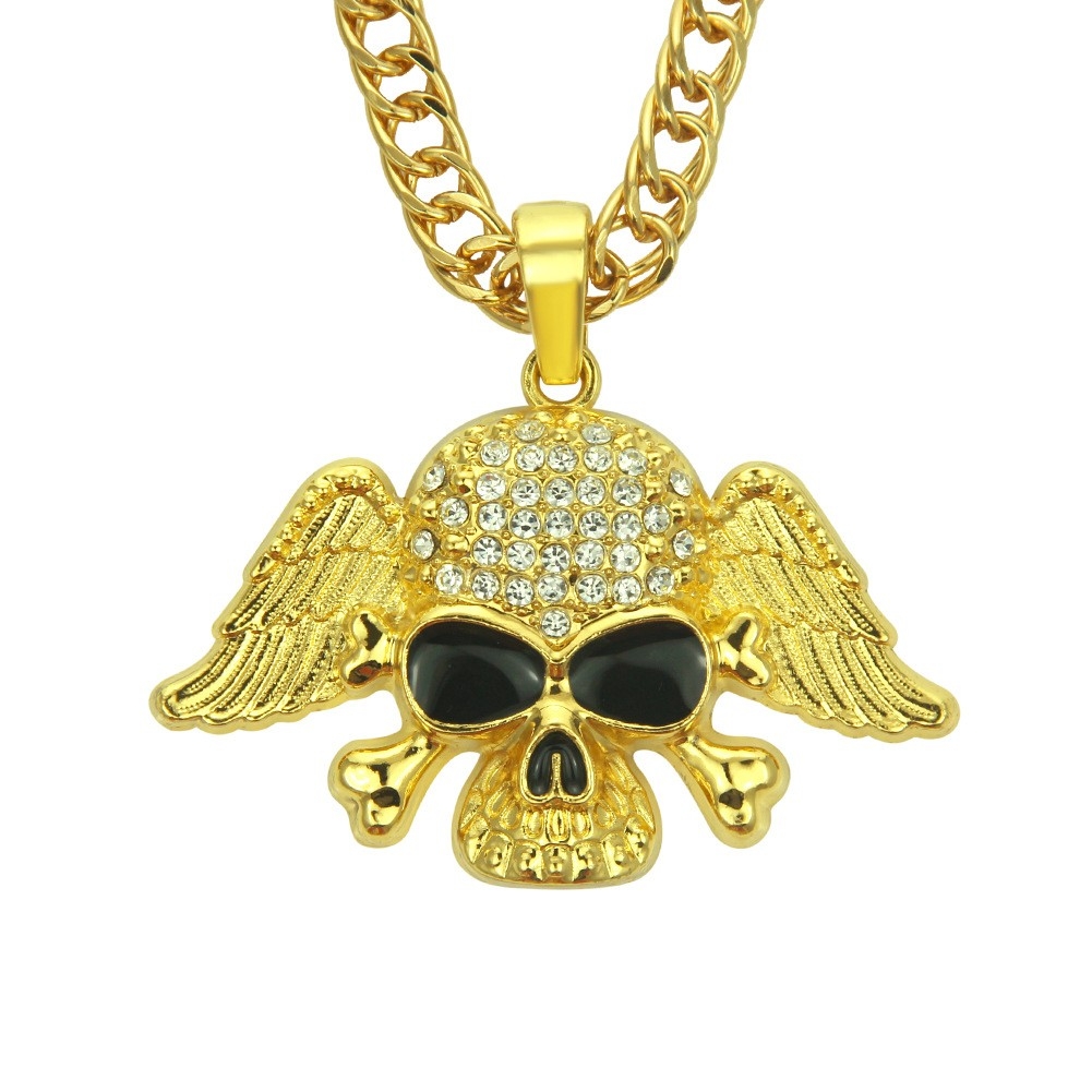 Angel Skull Pendant Necklace - Dark Hip Hop Jewelry