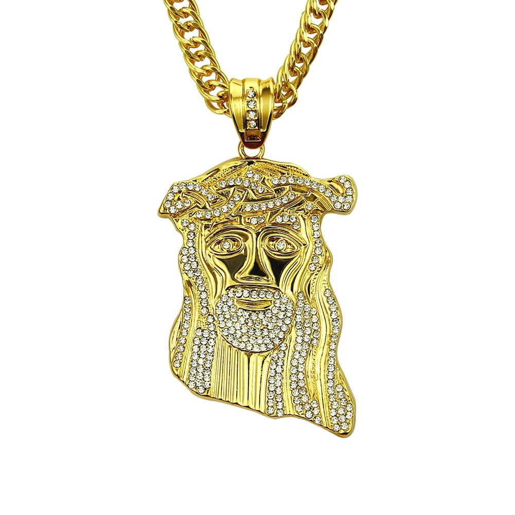 Rhinestone Pendant Necklace - Hip Hop Bling Jewelry