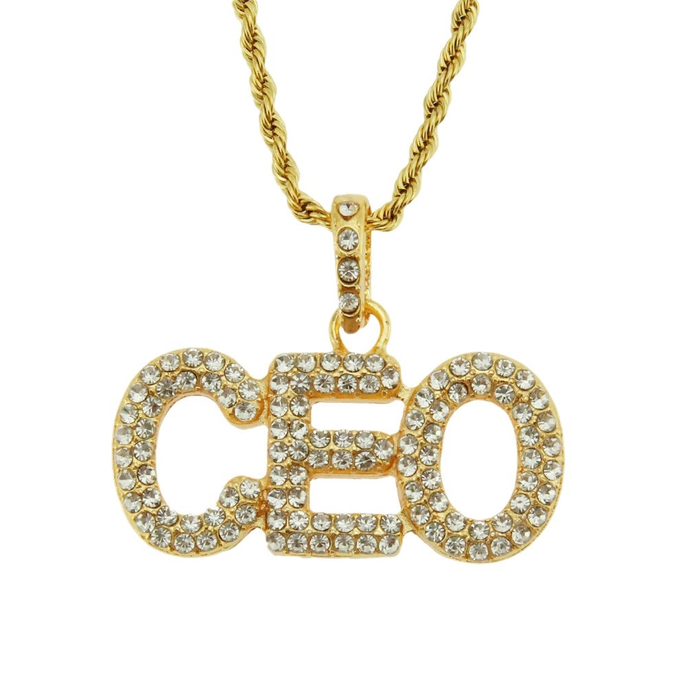 Rhinestone CEO Necklace - Luxury Hip Hop Jewelry for Men