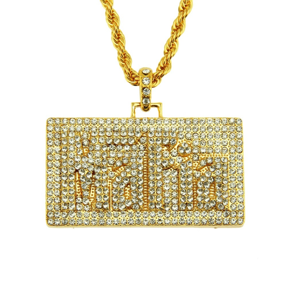 Rhinestone Letter Necklace - Initial Hip Hop Jewelry