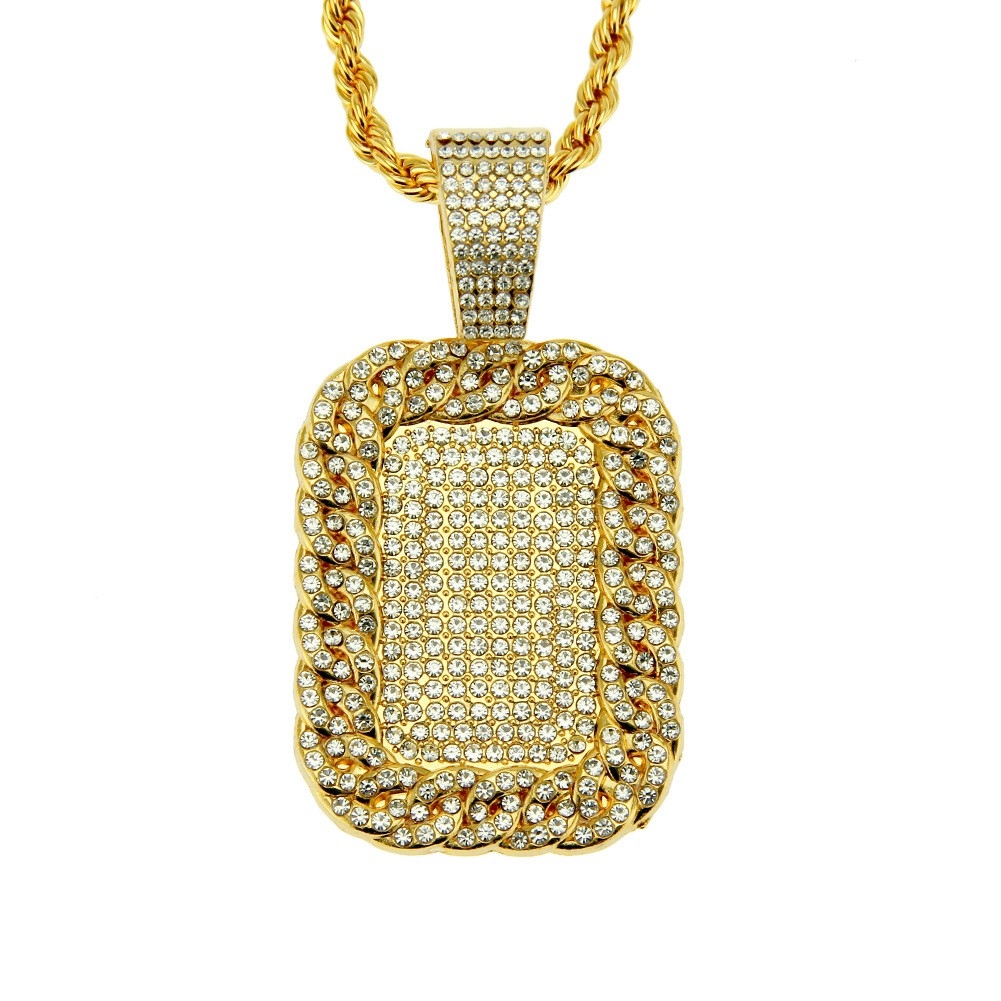 Rhinestone Military Tag Necklace - Tactical Hip Hop Jewelry