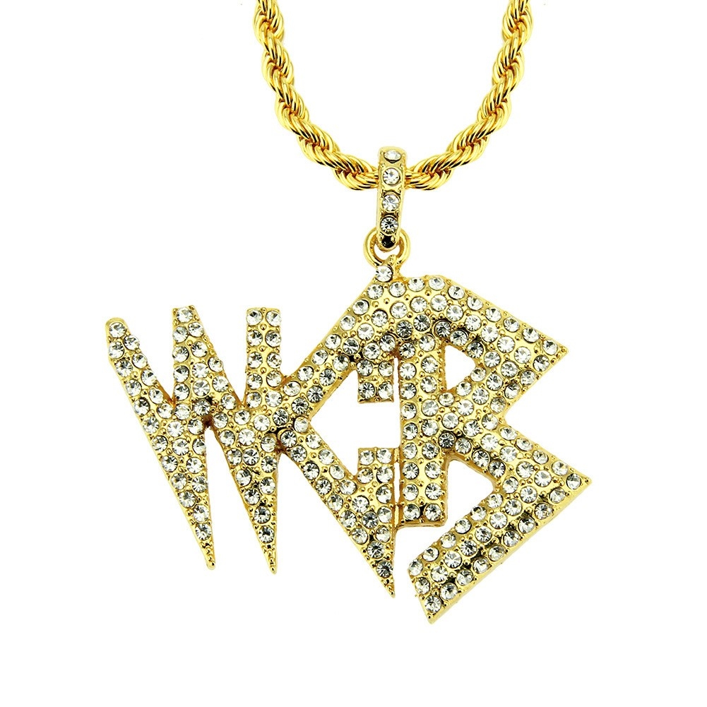 Rhinestone Letter Pendant - Personalized Hip Hop Jewelry