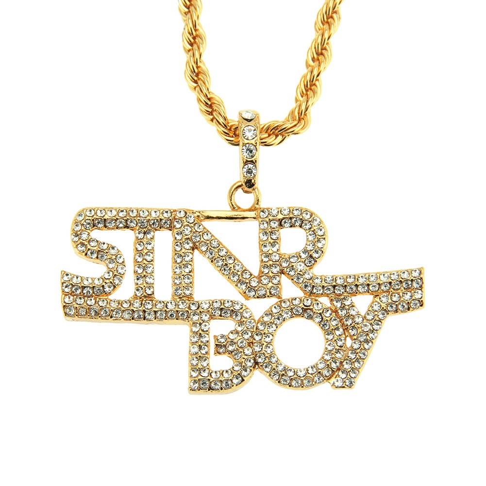 Rhinestone Letter Necklace - Monogram Hip Hop Jewelry