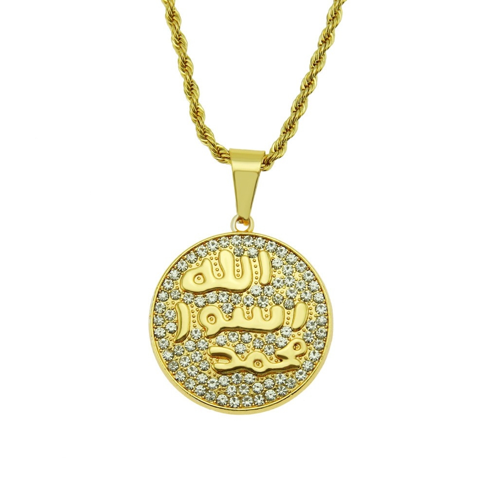 Symbol Round Plate Necklace - Unique Hip Hop Jewelry for Men