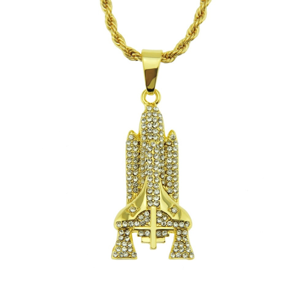 3D Rocket Pendant Necklace - Futuristic Hip Hop Jewelry