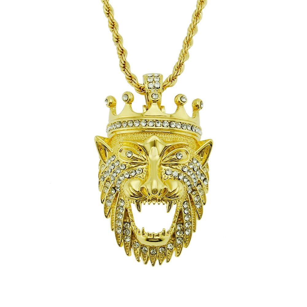 3D Lion Crown Necklace - Regal Hip Hop Statement Jewelry