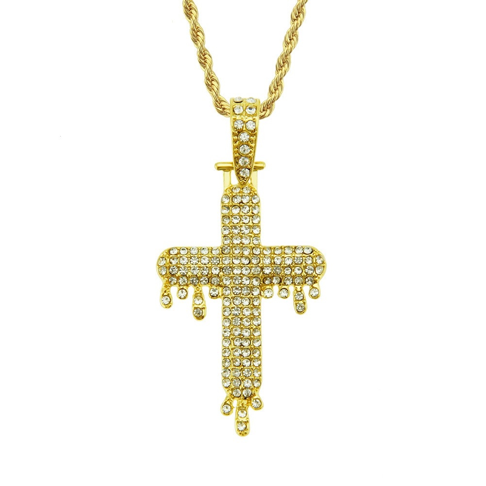 3D Water Drop Cross Necklace - Symbolic Hip Hop Jewelry