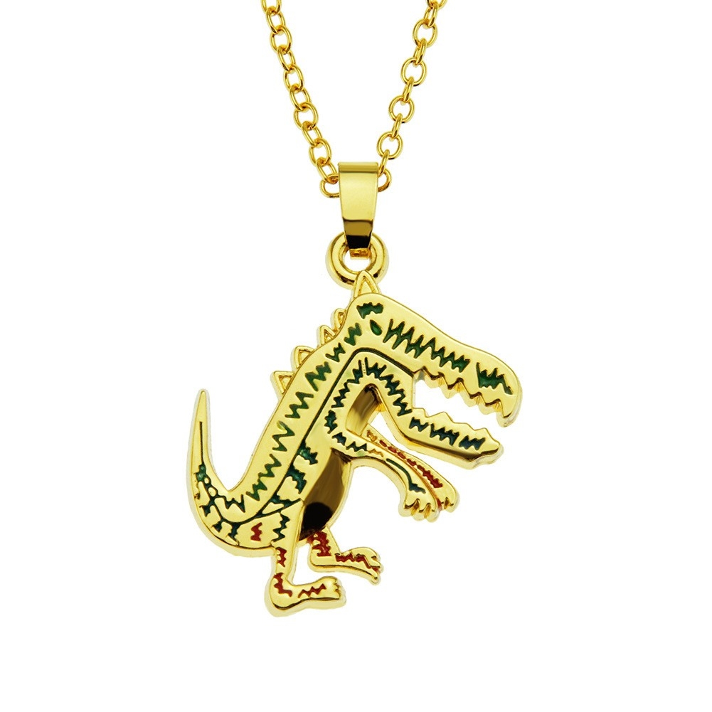 Colorful Dinosaur Pendant Necklace - Playful Hip Hop Jewelry