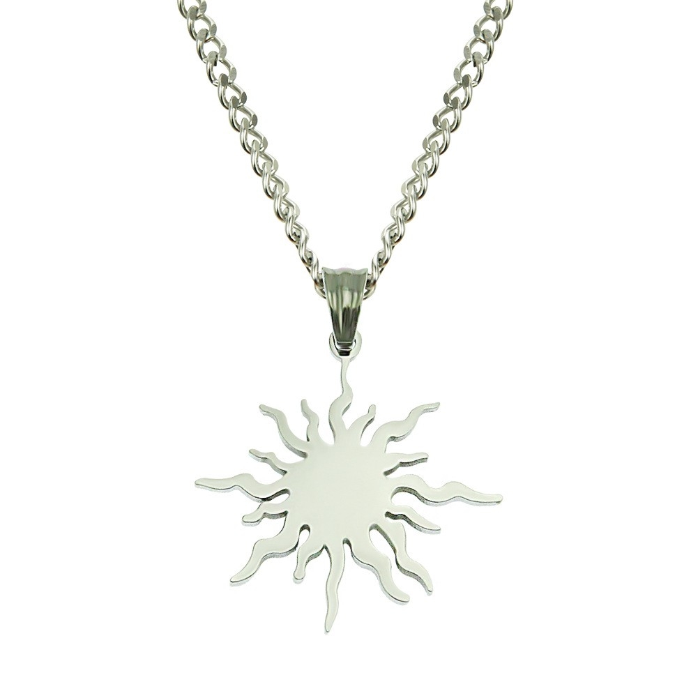 3D Sun Pendant Necklace - Radiant Hip Hop Jewelry for Men