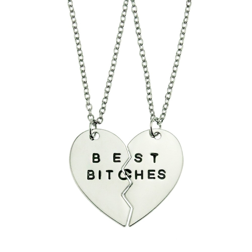 Split Heart Letter Necklace - Romantic Hip Hop Jewelry