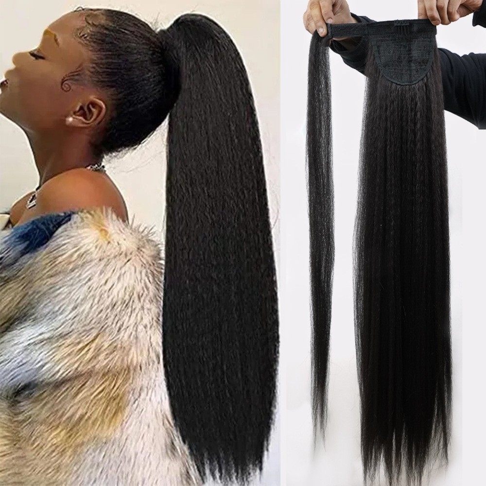 Wholesale Synthetic Fiber Ponytail, 34 Inches, Yaki Straight, African Curls, with Magic Tape