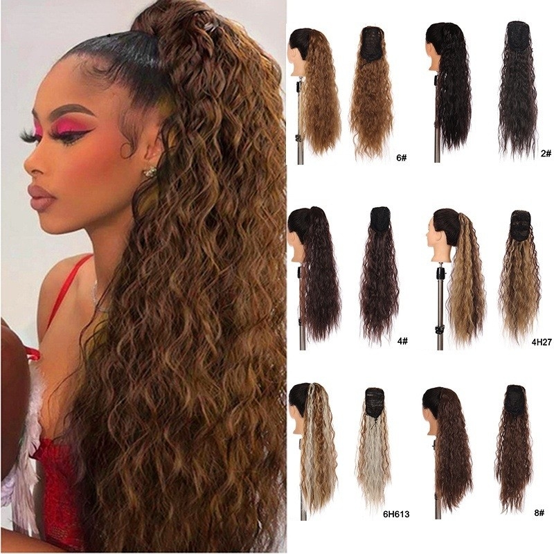 Wholesale Synthetic Fiber Cornrow Ponytail, 24 Inches, with Drawstring Ponytails