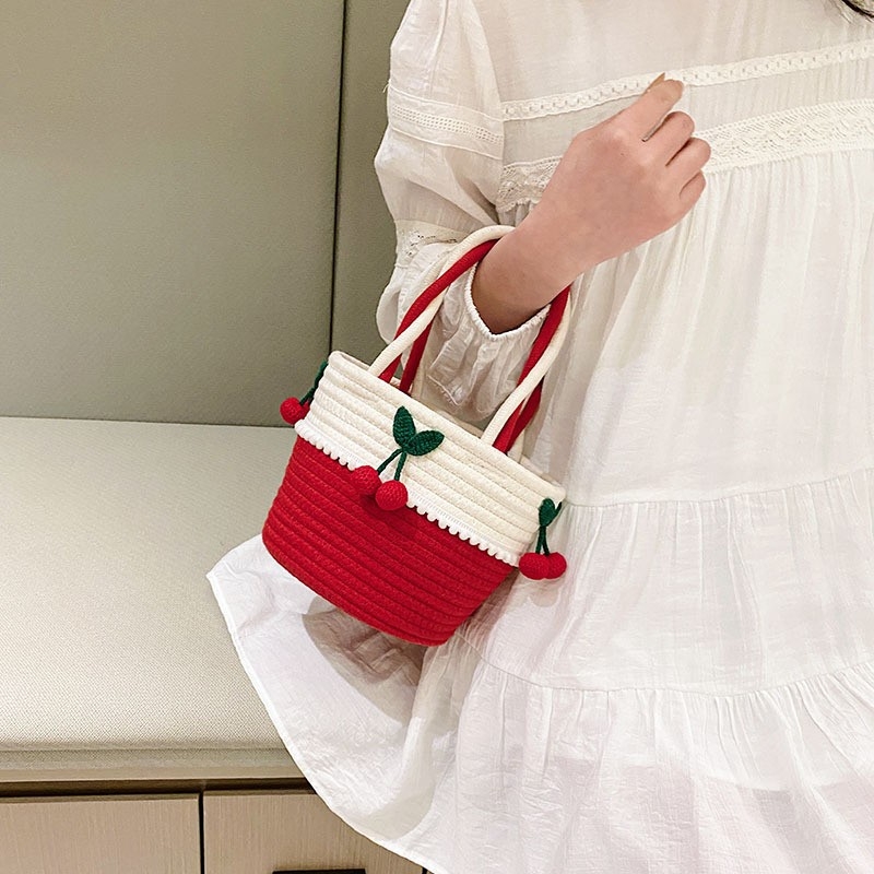 Cherry Woven Handbag - Beachy Vacation Tote