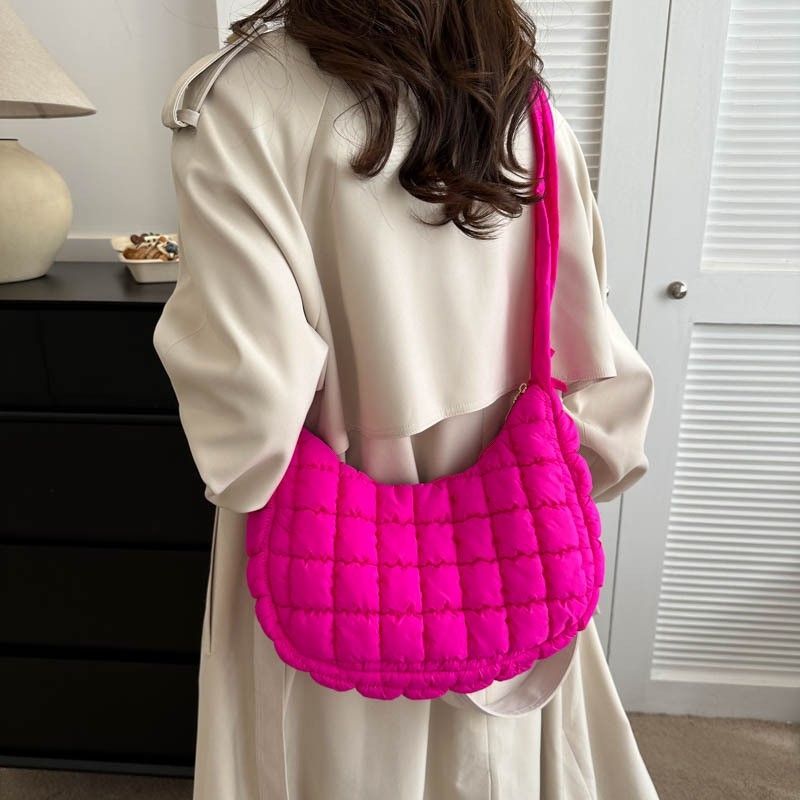 Pleated Cloud Crossbody Bag - Simple Elegant Early Fall Handbag