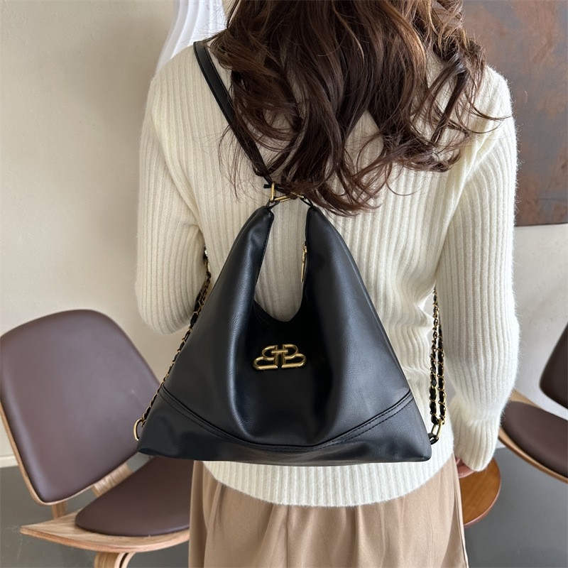 2023 Autumn New Retro Double-shoulder Backpack: Minimalist Design with Large Capacity for Women, Perfect for Hand Carry and Tote Bag