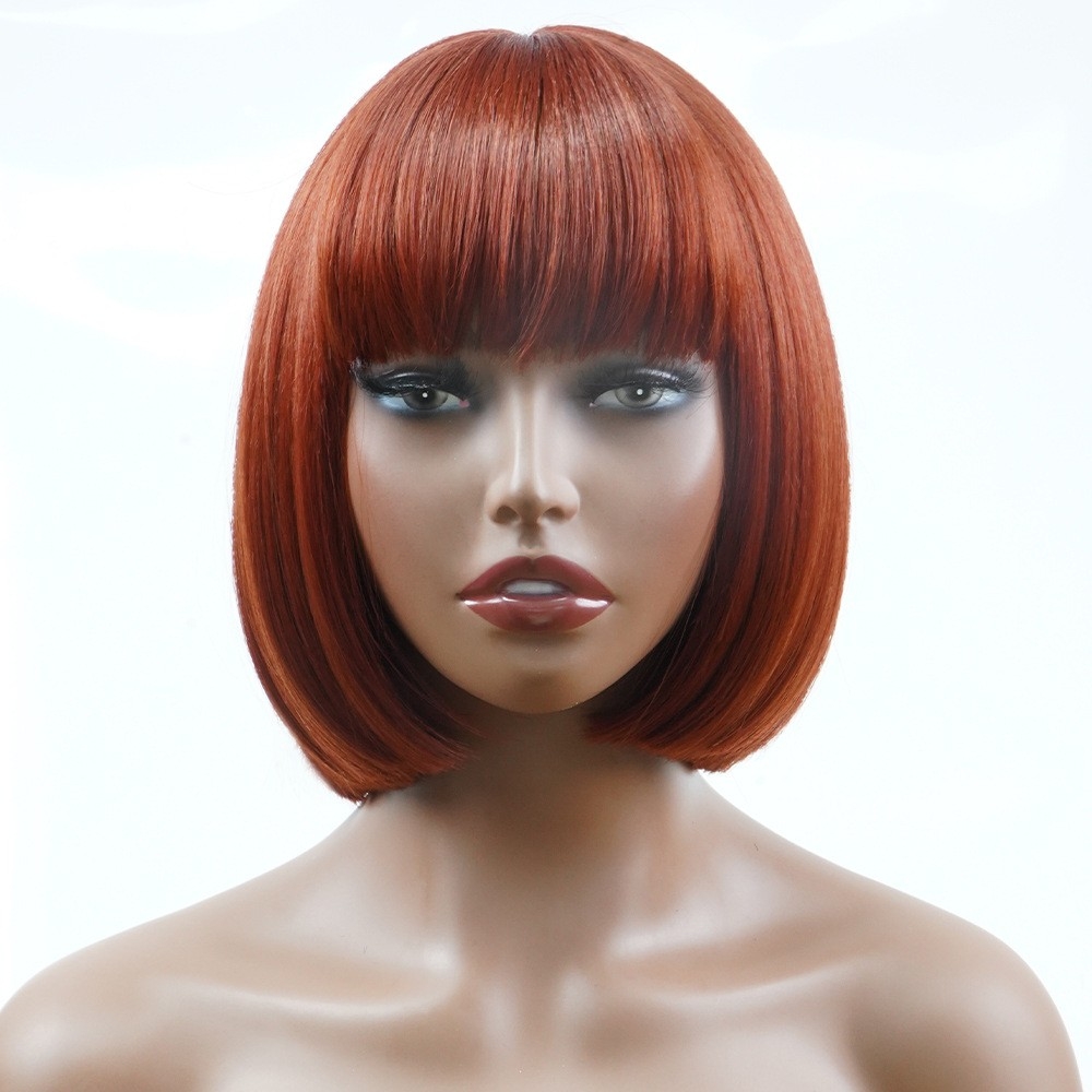 Manufacturers wholesale cross-border European and American wigs, short straight chemical fiber with fringe