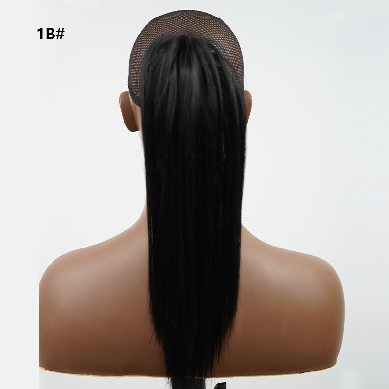 Wholesale chemical fiber wig high temperature silk ponytail light waterfall short straight hair claw clip ponytail