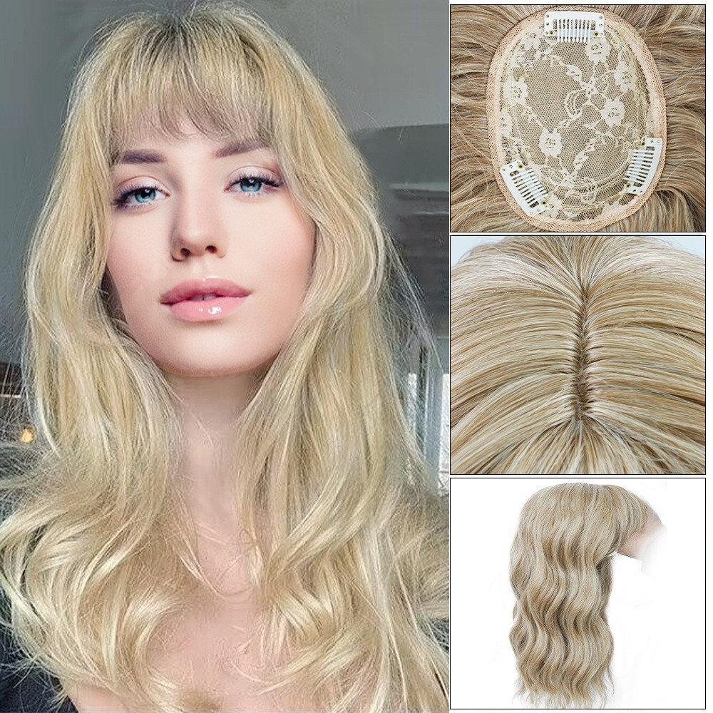 Wholesale new cross-border European chemical fiber wig rehair pieces divided air Liu sea ripple short curly wig pieces