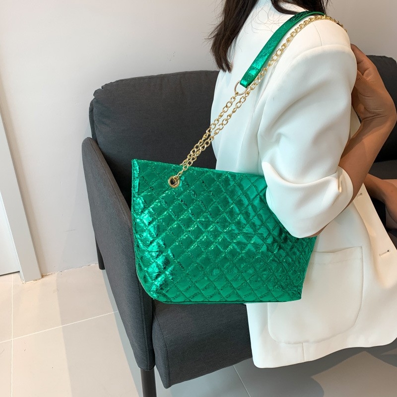 Leisure Grid Tote Bag 2023 New Style, Vintage Stylish Chain Single Shoulder Armpit Bag, Simple Fashionable Crossbody Bag for Women