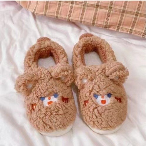 New Winter Style Cotton Slippers for Women with Added Fluff, Heels, Indoor Warmth, Couple Postpartum Cotton Shoes Wholesale