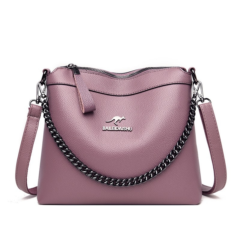 Large Capacity Women&#039;s Bag Wholesale, Middle-Aged Women&#039;s Bag 2024 New Style, Stylish All-Match Soft Leather Single Shoulder Crossbody Mom Bag