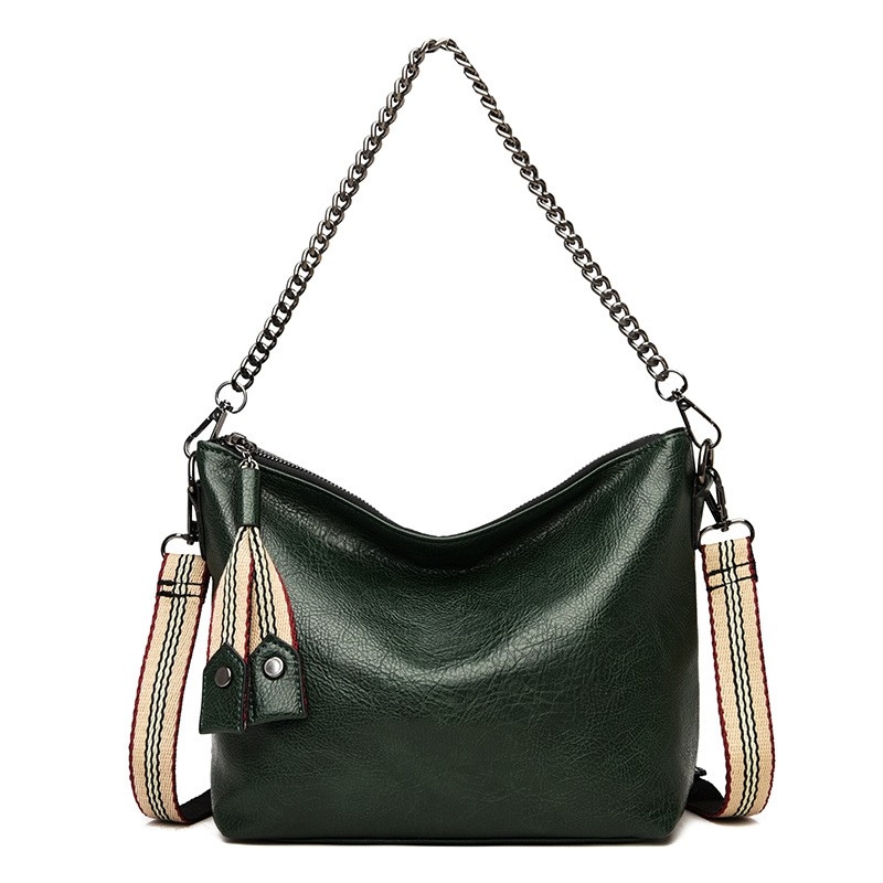 2024 Korean Fashion Single Shoulder Crossbody Bag, Stylish Wide Shoulder Strap Women&#039;s Bag, Cool Design Chain Bag