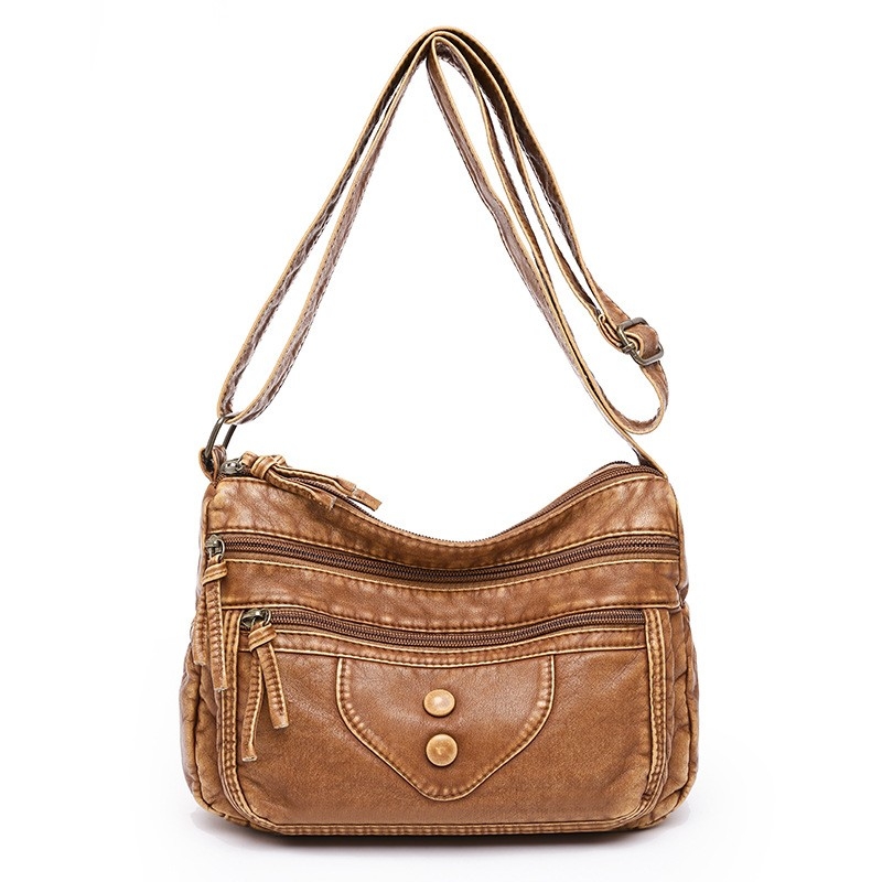 Cross-Border Bag Women 2024 New Washed Soft Leather Small Square Bag Women&#039;s Crossbody Bag, Casual Single Shoulder Bag, Trendy Bag