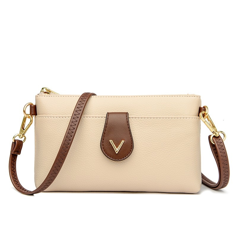 New Simple and Fashionable Trend Single Shoulder Bag, Head Layer Cowhide Crossbody Bag, Middle-Aged Women&#039;s Mom Bag with Wide Shoulder Strap