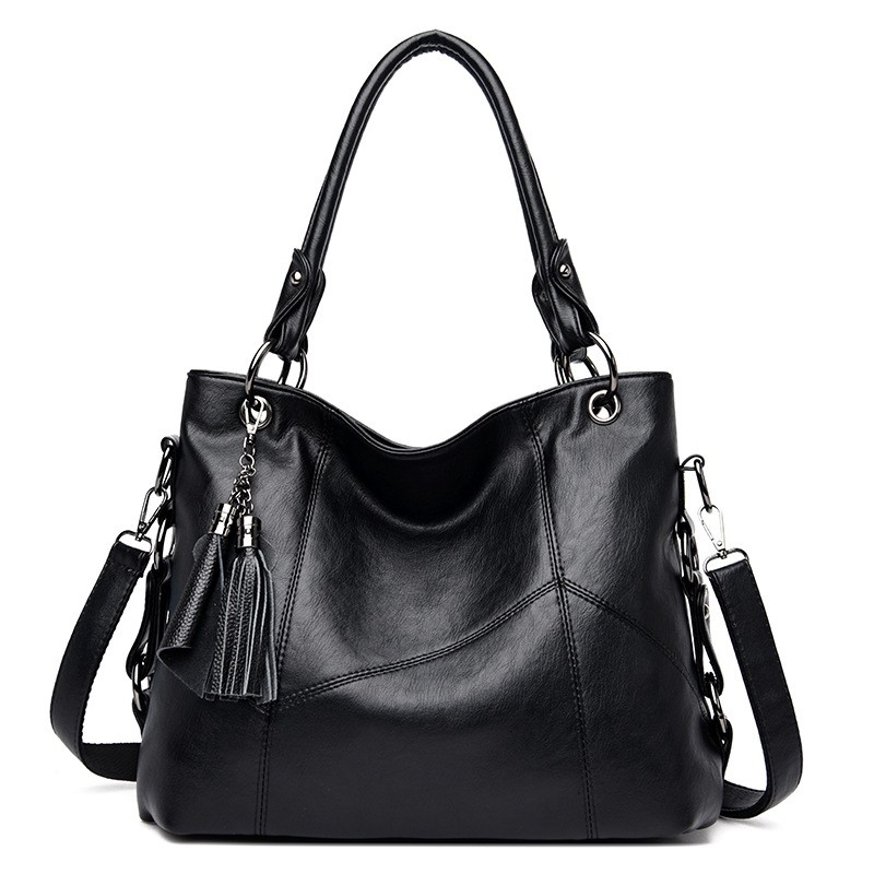 2024 New Single Shoulder Bag For Women - Mom Bag With Splicing, All-Match Soft Leather Handheld Bag, Large Capacity Bag With Tassel Wholesale