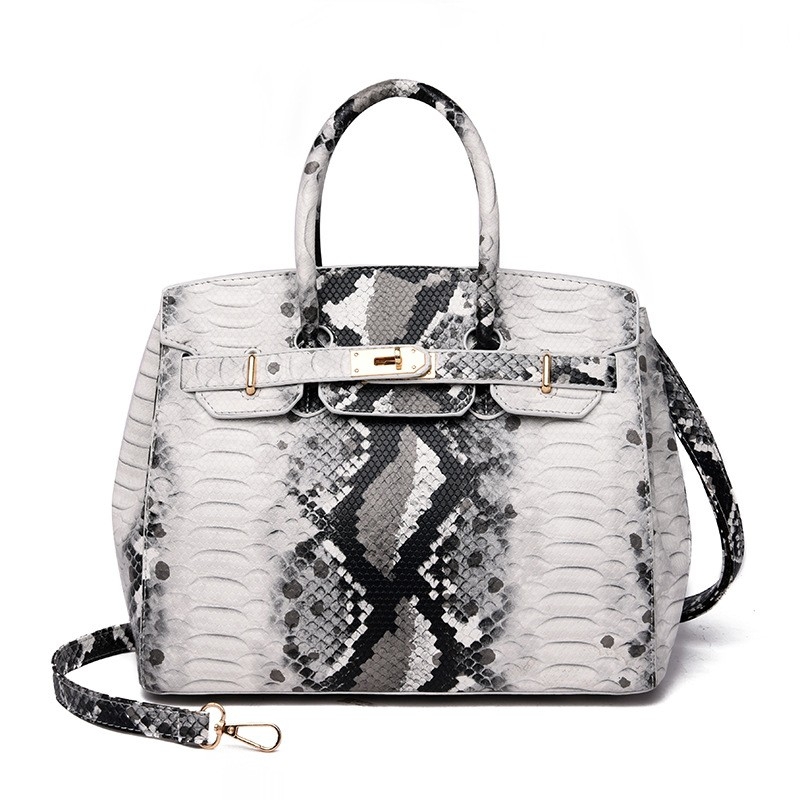 Foreign Trade Women&#039;s Bag 2024 New European And American Fashion Snake Print Handheld Bag, Luxurious All-Match Single Shoulder Crossbody Bag Wholesale