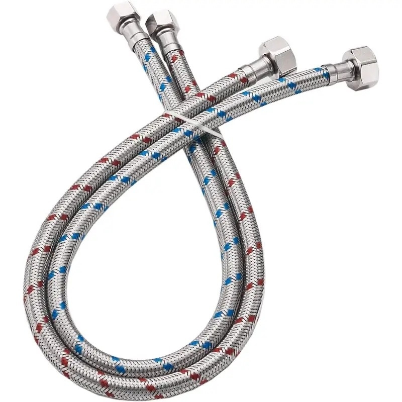 2pcs 24" Length X 3/8" Comp X 1/2" FIP Faucet Hose Connector, Stainless Steel Braided Supply Line