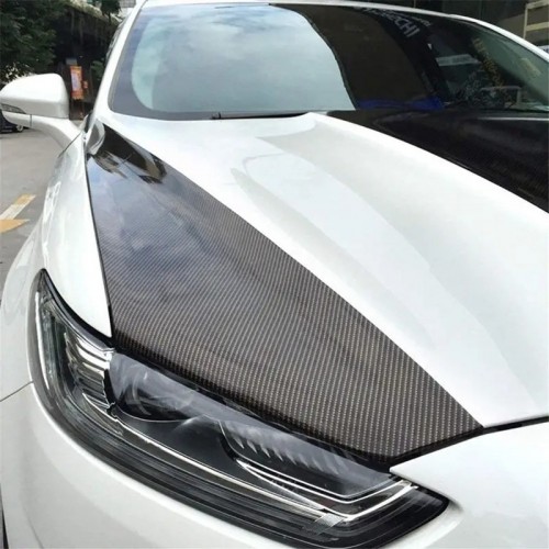 Carbon Fiber Vinyl Self Adhesive Film, Car Wrap Film, Car Door Sill Protector Bumper Protector Carbon Fiber Film Gloss Black Vinyl Automotive Wrap Film Self-Adhesive Anti-Collision Film Fits For Most Car DIY Decals